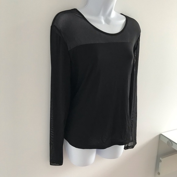 NWOT Red Coral Black Sheer Décolleté and Long Sleeves Blouse Top Plus Size - Picture 5 of 16